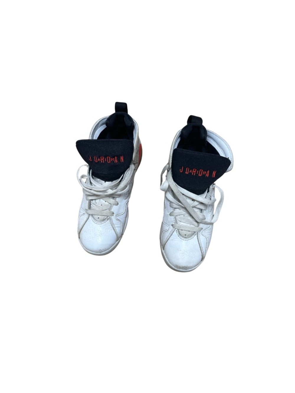 Air Jordan 7 Retro  Boys White/Black/Orange High Top Sneakers Size 4.5Y